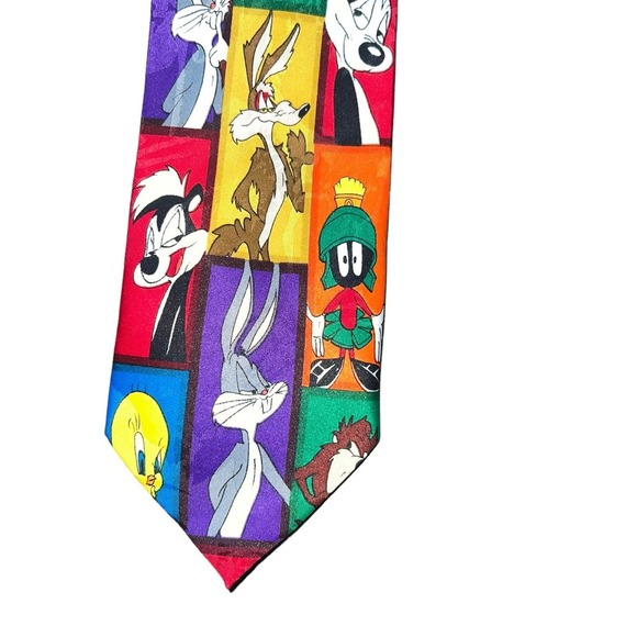 Vintage 90’s Warner Brothers Looney Tunes Character Tie Bugs Tweety Taz Wile - Picture 3 of 7